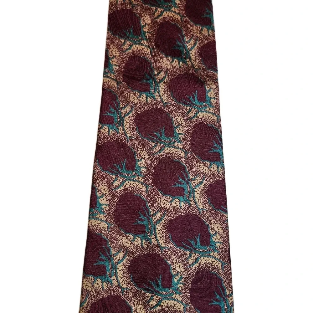 Vintage Giorgio Armani Cravatte Silk Tie Italy Abstract Eggplant Vegetable